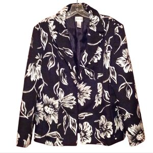 Chico's Black and White Floral Blazer
